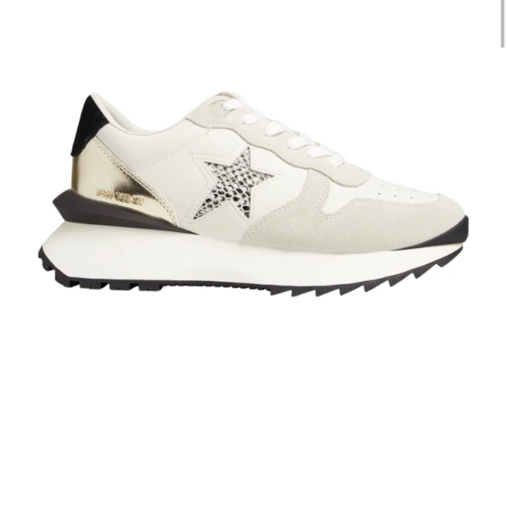 Vintage Havana White Gold Star Lace-Up Sneakers